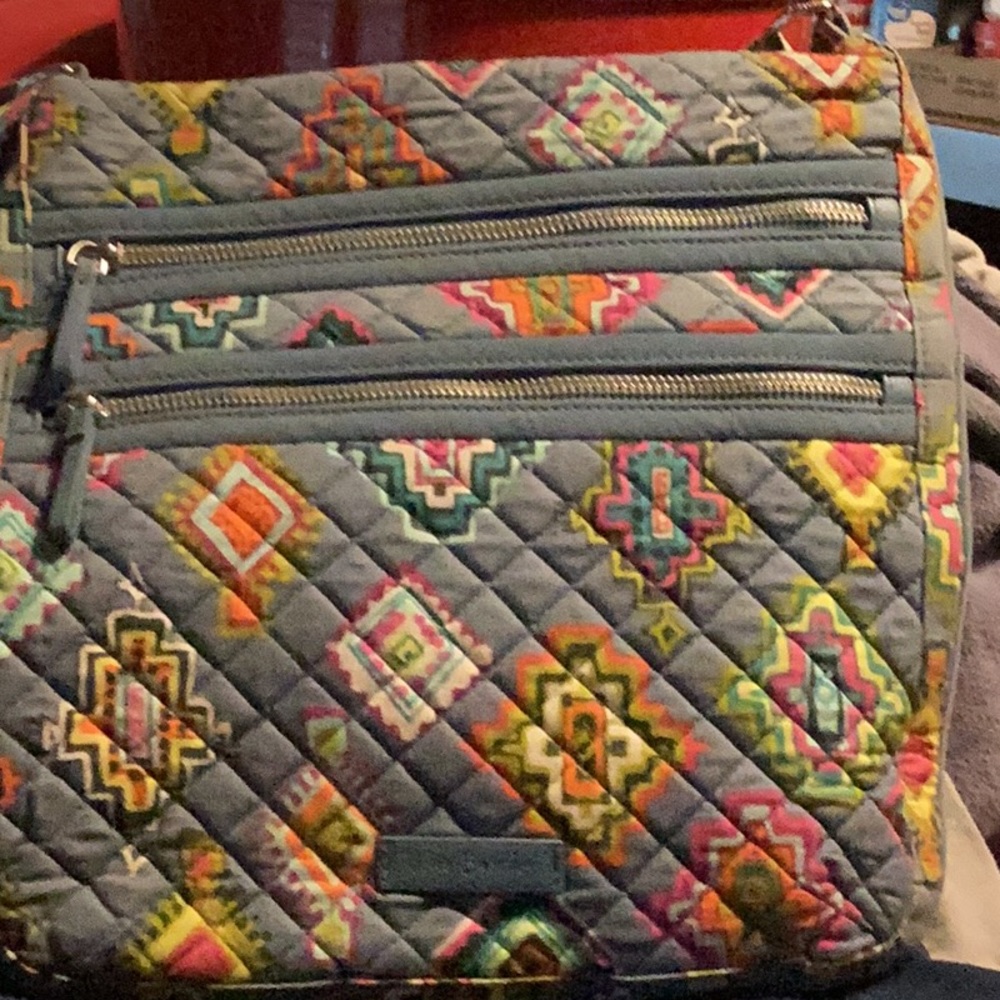 Vintage Vera Bradley triple zip hipster crossbody, painted medallions. Bag only.
